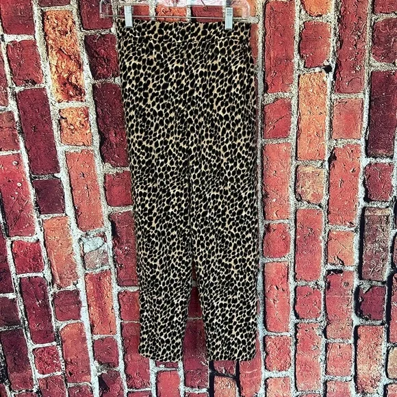 J.crew Leopard wide-leg cropped Jamie pant with elastic waist size 00 - Picture 2 of 11